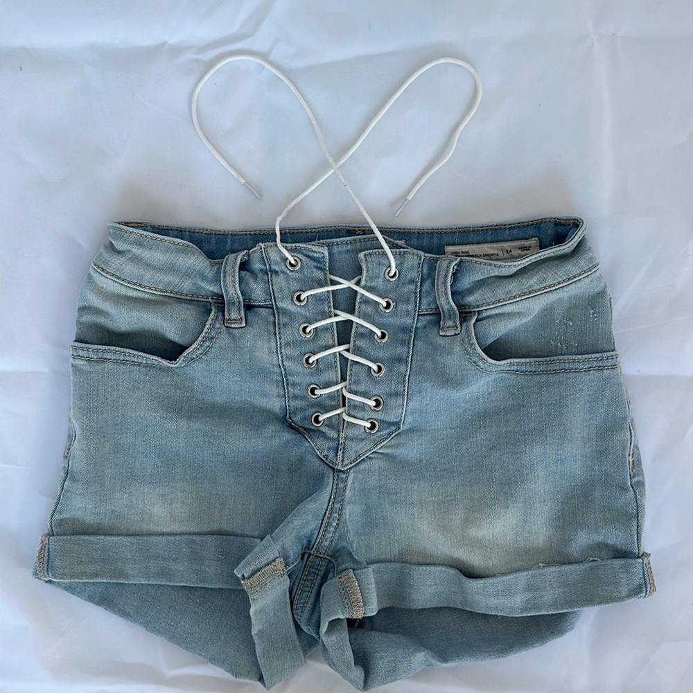 Pacsun Super Stretch High Rise Lace Up Micro Shorts